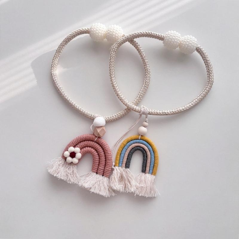 2PCS Rainbow Curtain Clip Tiebacks Tasseled Rope Holders For Home Decoration