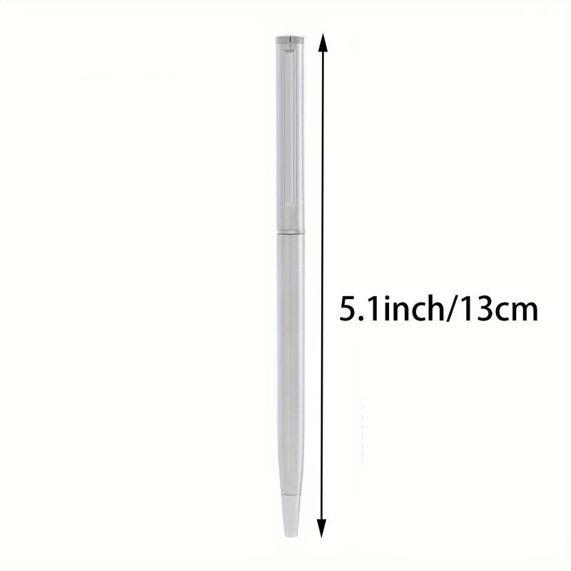 Set of 20 Elegant Silver Stainless Steel Ballpoint Pens - Durable, medium nib, twist-top design, smooth writing, perfect for off