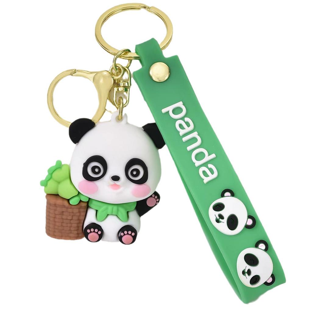 Cartoon China-Chic Bamboo Panda Key Chain Couple Backpack Pendant Car Doll Machine Small Gift