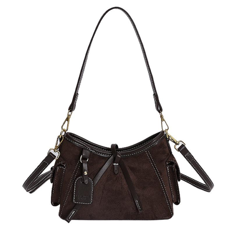Suede bag women's large capacity 2025 new autumn and winter versatile retro shoulder underarm bag commuter bucket bag