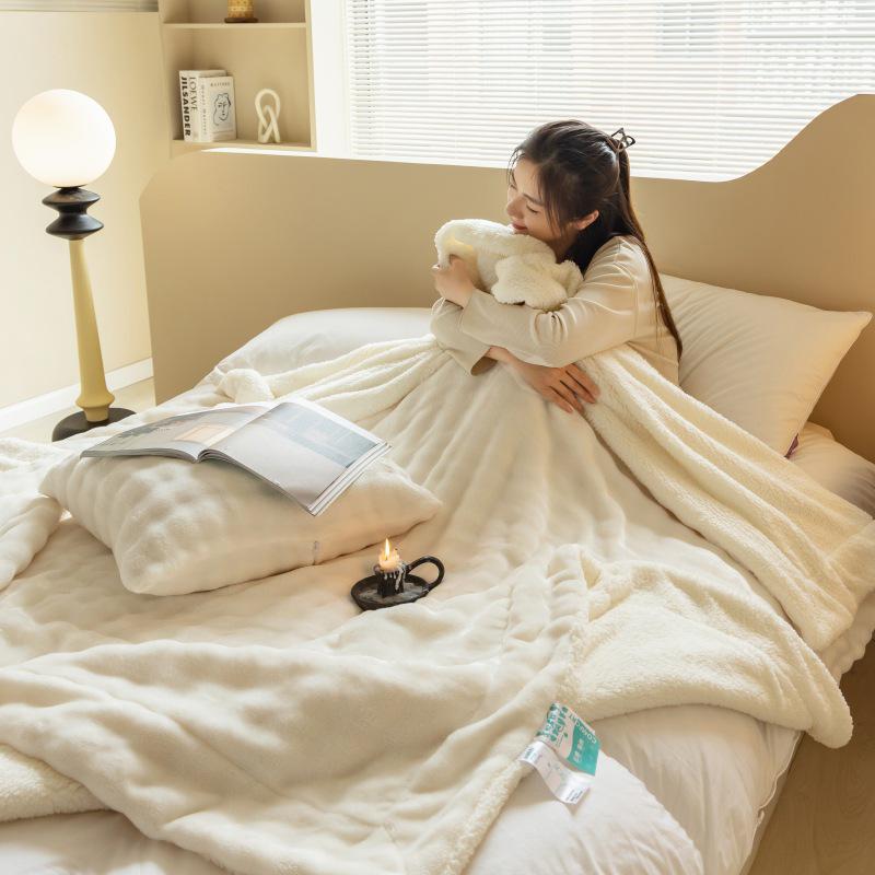 Nuovo Stile Coperta in Velluto con Pelliccia di Coniglio Peluche per Divano o Ufficio