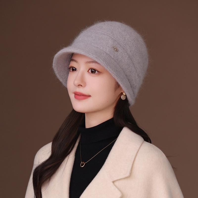 Women Winter The Elderly Hat Warm Ear Protector Piled Thickened Bucket Hat Cold Knitted Wool Basin Hat
