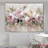 2D Rosa Weiß Pfingstrose Ölgemälde Wandteppich Wandbehang