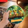 Russian Wooden Welcome Sign with Tree Frog Pattern, Unique Round Sign for Front Door, Wall Hanging Decor, Ideal Gift for Friend & Family