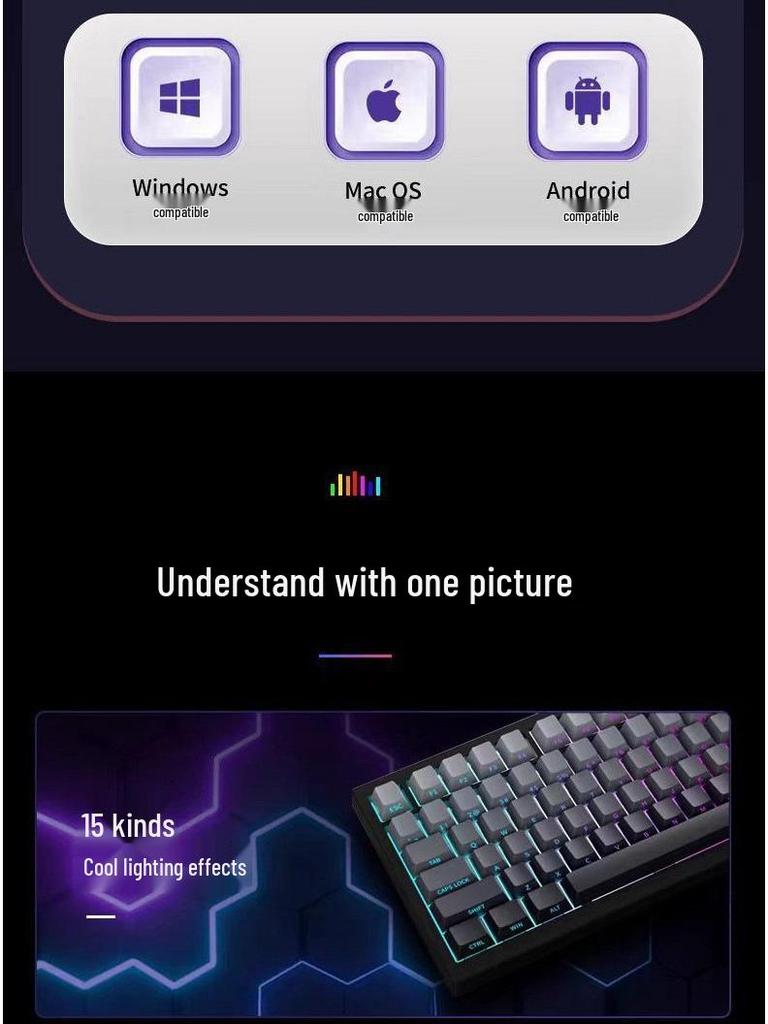 Customized K81 Three-Mode Color-Blocked Wired Gaming Mechanical Keyboard with Side-Engraved Keys
