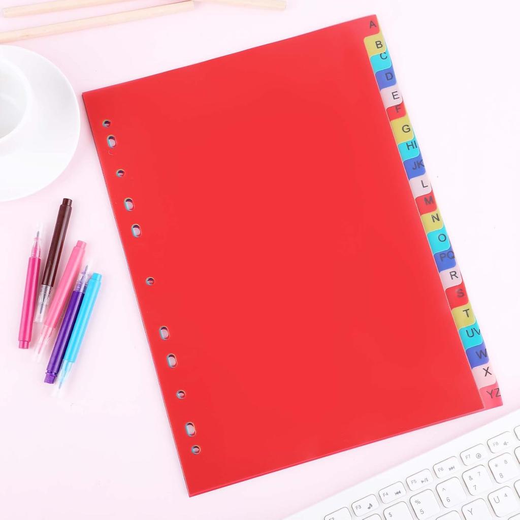 A-Z Dividers for 3 Ring Binder 21 Tab Plastic Binder Dividers with Tabs Multicolor Binder Tab Dividers Alphabet Index Divider for 2/3/4/11 Ring