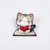 Cute Kitten Cartoon Brooch: Smiling Animal Badge for Clothing & Backpacks