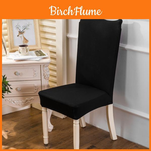 Soft Chair Cover Solid Color Elastic Slipcovers For Dining Room