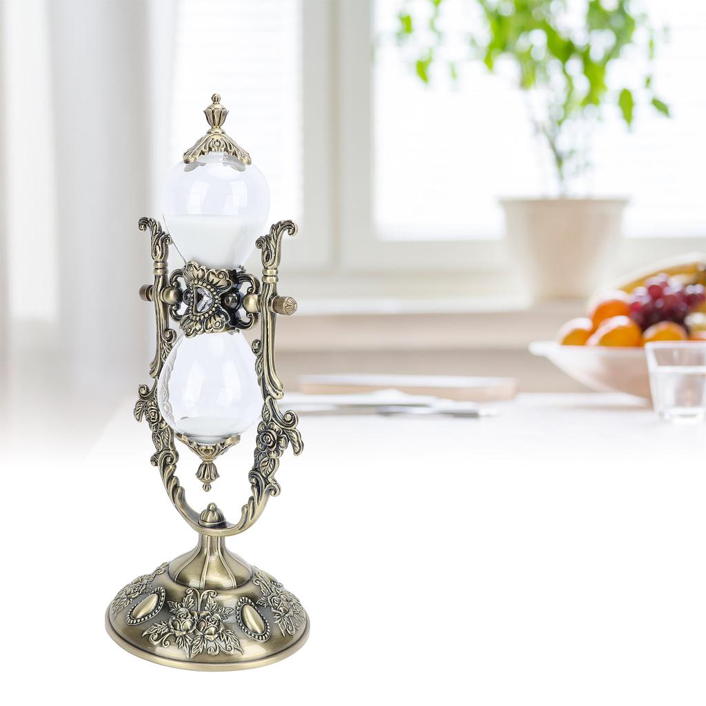 30 Minute Hourglass Antique Metal Sand Clock Vintage Engraved Sandglass Sand Timer for Home Salon Spa Meditation Desk Decor