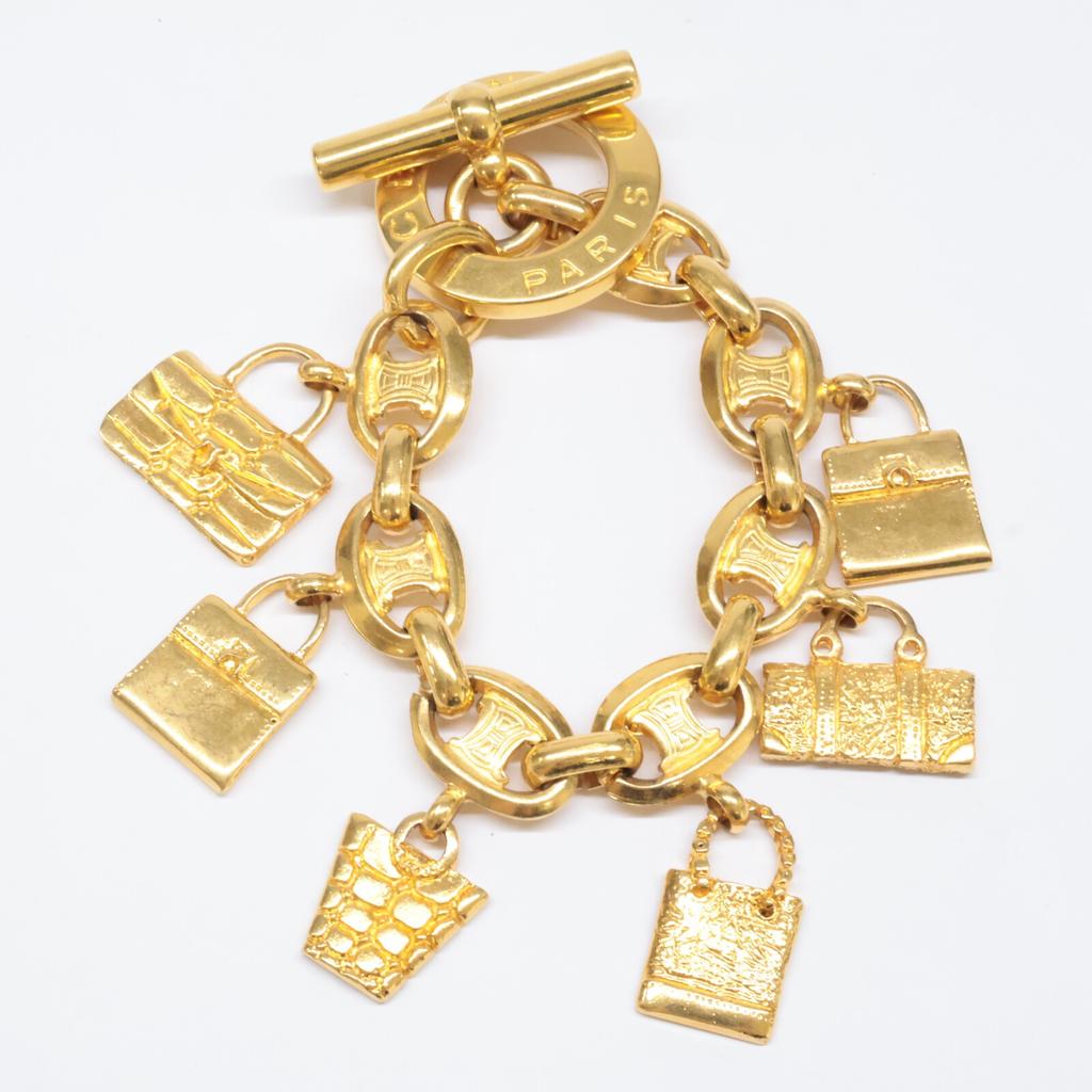 CELINE Bag Motif Charm Macadam Bracelet goldUsed