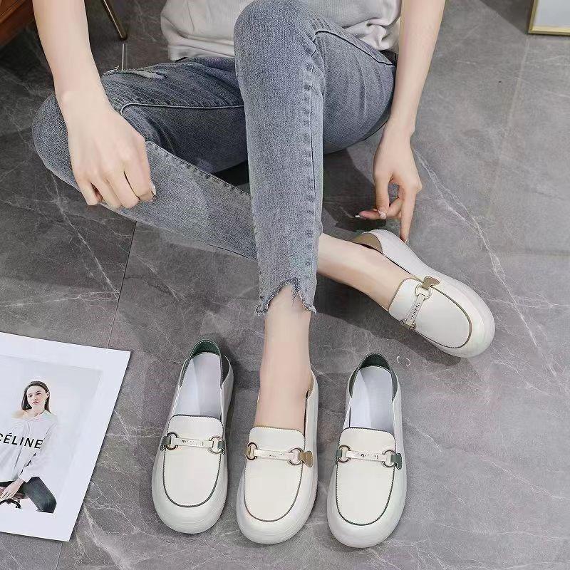 New single shoes spring and summer casual shallow mouth soft leather soft sole