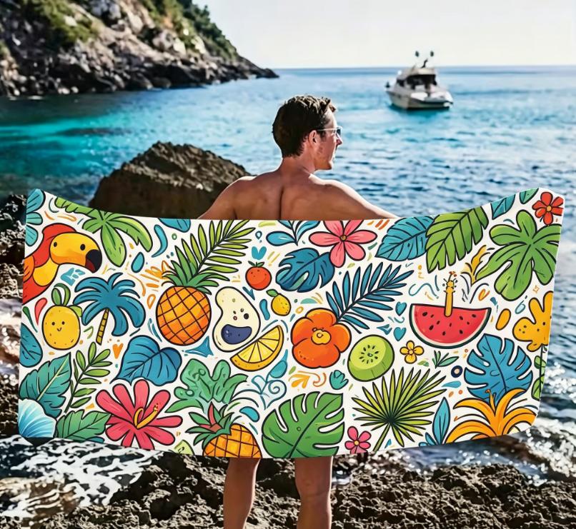 Blue Hibiscus Flower Beach Towel, Microfiber Large Sand Free Quick Dry, Soft Absorbent, for Summer Pool & Beach Beach Towel