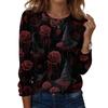 Women's Long Sleeve Casual Print T-Shirt Round Neck Tee for Daily Wear