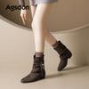 Martin Boots New Autumn and Winter Retro Style Maillard Medium Tube Stacking Boots Western Pant Tube Boots