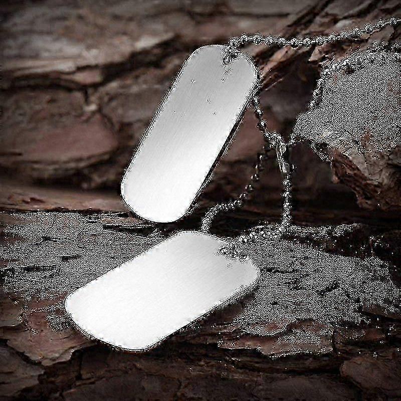 Army Style Double Dog Tag Pendant Mens Necklace, Biker 70cm Ball Chain