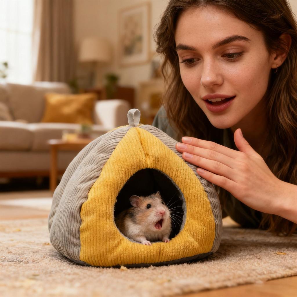 Hamsterbett Halbgeschlossen Winter Baumwolle Höhle Aufhängbar Winter Baumwolle Hamstermöbel Für Chinchilla Kleintier Frettchen Vogel