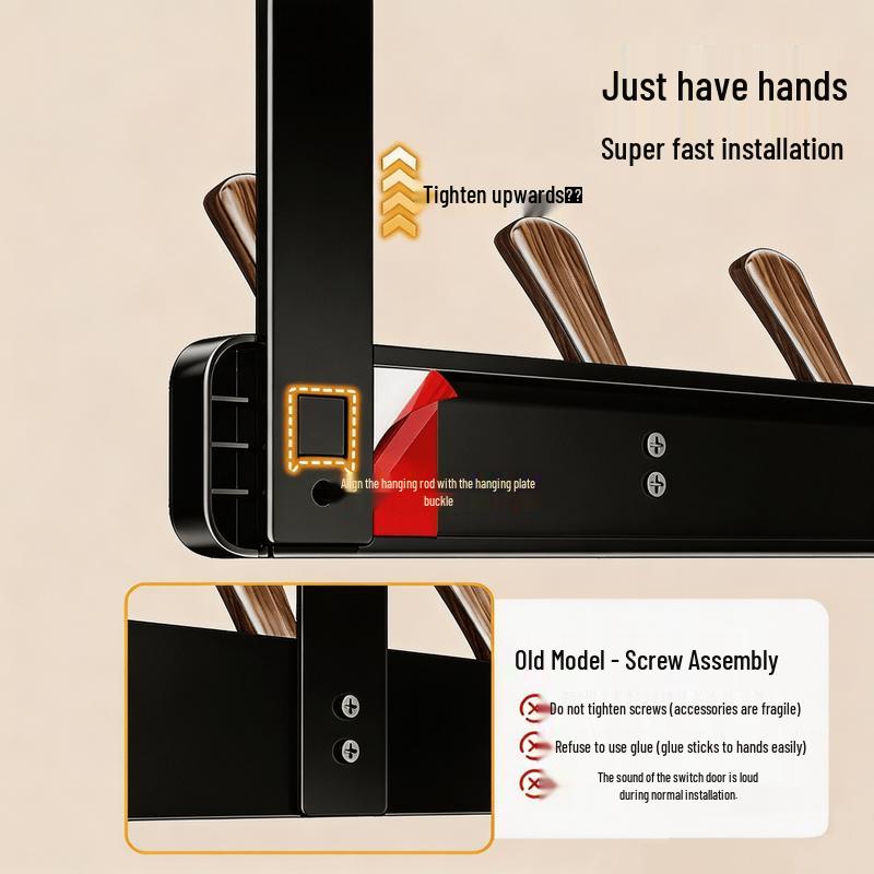 No-Drill Over-the-Door Hook Rack