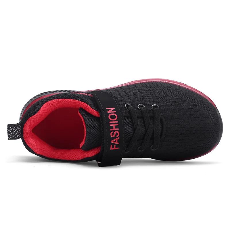 Boys Light Sneakers Student Kid Summer Breathable Mesh Sport Footwear Fall Winter 7-12y Children Flat Shoes Black Casual Shoes