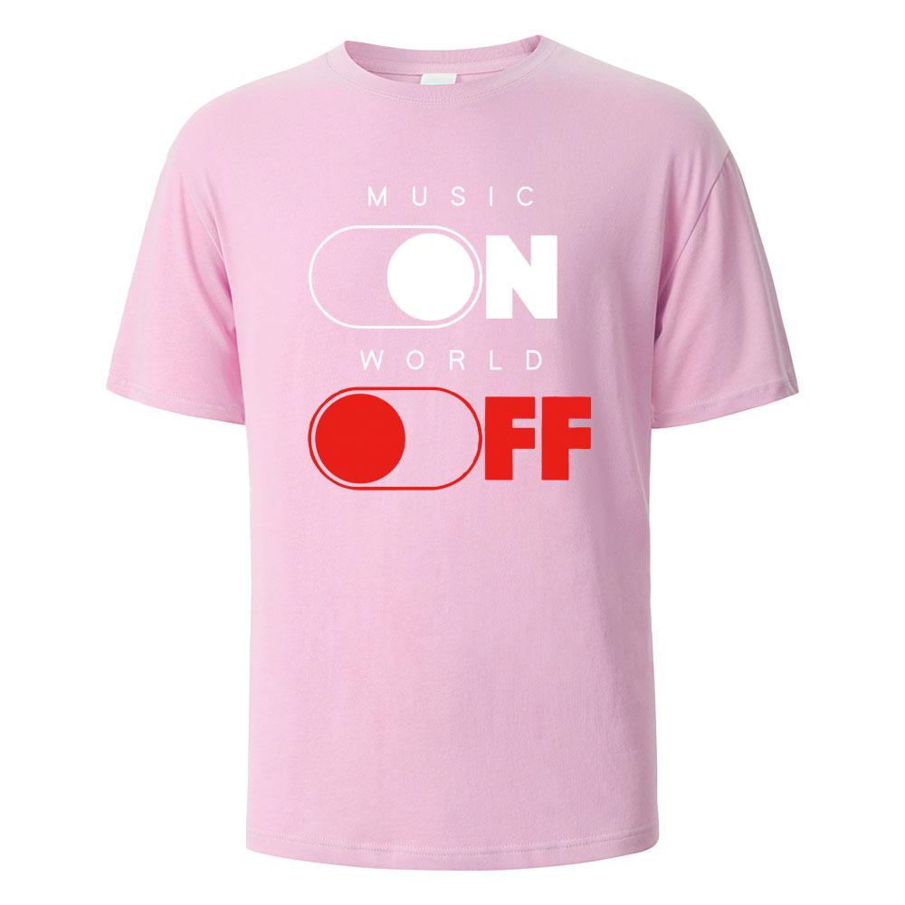 

Мужские футболки с графическим принтом Music On World Off 100% хлопок дышащие удобные топы для мужчин лето оверсайз мужская одежда 4XL