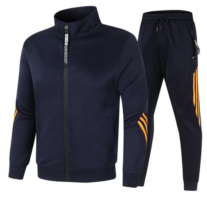 New Spring and Autumn Men's Stand-Up Collar Zipper Sports Suit Trendy Brand Men's Two-piece Sports Suit Customized