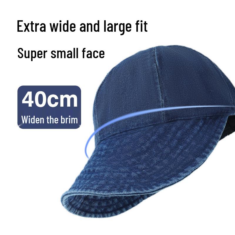 Bucket Summer Denim Hat Unisex With Face Covering Large Head Fit Sun Protection