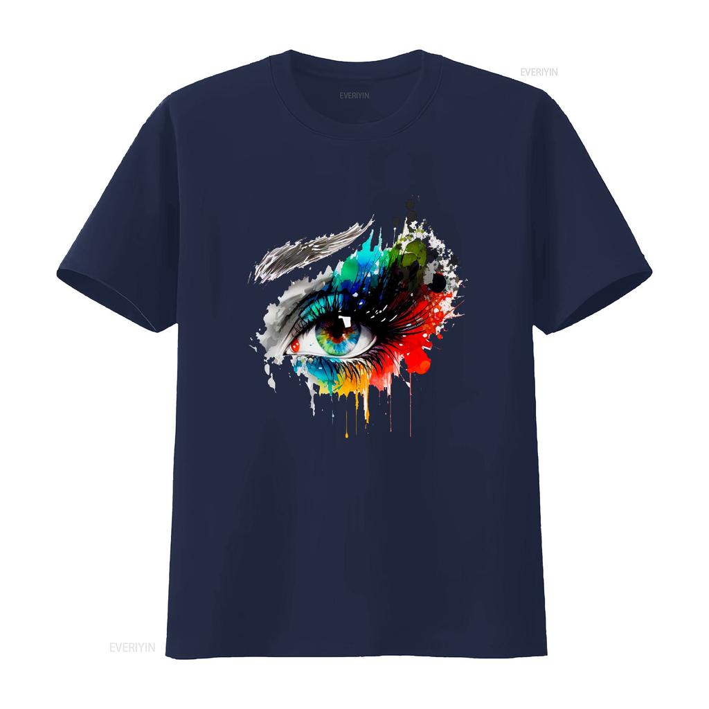 organic cotton t shirt colorseyess colorful eye elegant color vintage Washed homme Stylish Top For Everyday Wear Versatile