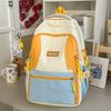 Schoolbag student backpack new junior high school student large capacity Korean version simple schoolbag trendy fashion contrasting color backpack 