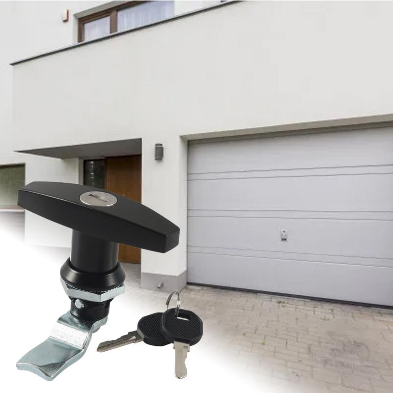 Loquet de verrouillage à poignée en T pour porte de garage, kit de remplacement avec 2 clés, pour portes de hangar et boîtes à outils