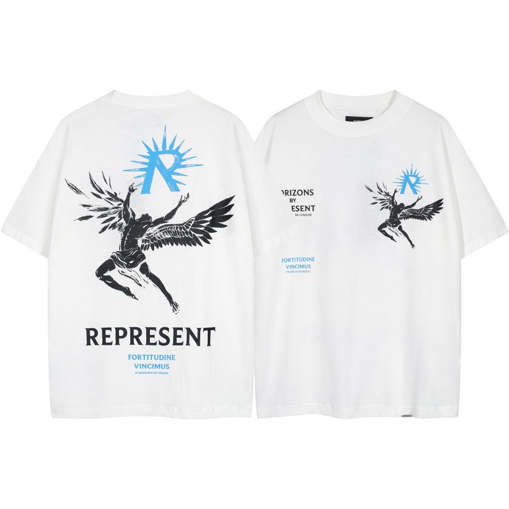 Trendy brand REPRESEN classic slogan printed male and female couples crew neck pullover cotton short-sleeved T-shirt high street