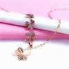 Exquisite Rose Gold-Plated Russian Purple Gold Trefoil Necklace 585 Color Gold Fashion Korean Version Color Gold Collarbone Chain