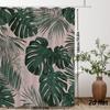 Tropical Leaf Shower Curtain – Pink Background With Monstera & Palm, 12 Hooks, 70.8×70.8 In, Polyester, Machine Washable