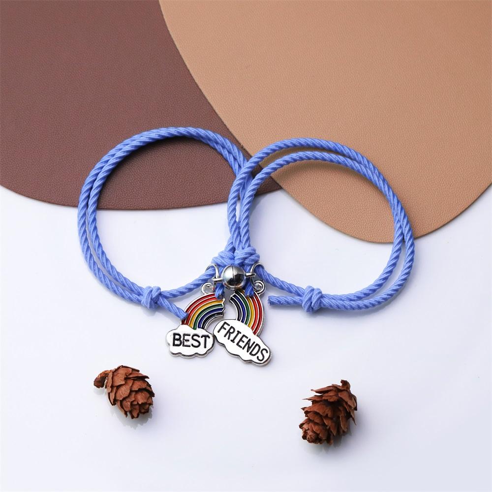 Band Couple Bracelet Magnet Paired Rubber for Lovers Distance Bracelet Women Men Braided String Bracelet Friendship Jewelry Gift