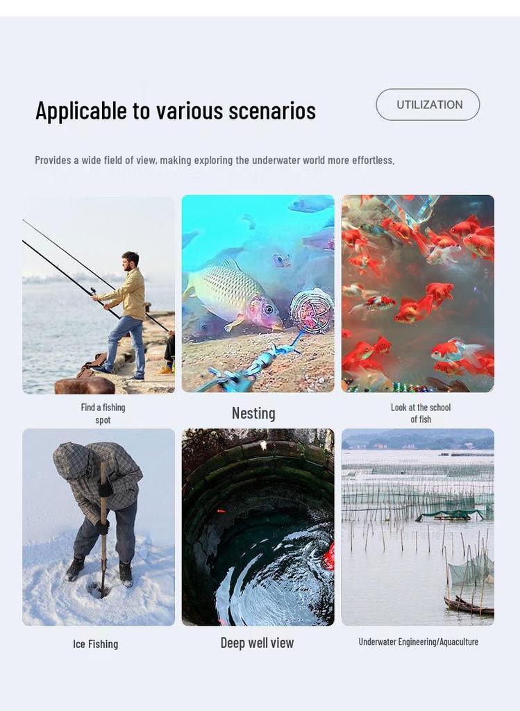 Underwater HD Fish Finder with Night Vision and Deep Well Detection