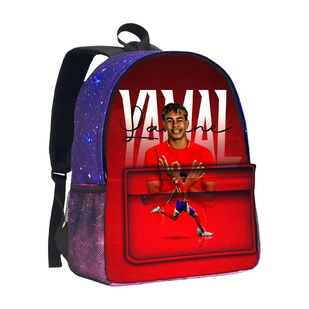 Zaino per Ragazzi e Ragazze Zainetto Stella del Calcio Cielo Stellato Zaino Borsa da Scuola L-Lamin Yamal Grande Capacità Mochila Rucksack Scuola