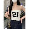 Kumikumi American Digital Print Knitted Tube Top Vest Women clothes Summer Slim fit Slimming Short Gyaru Top