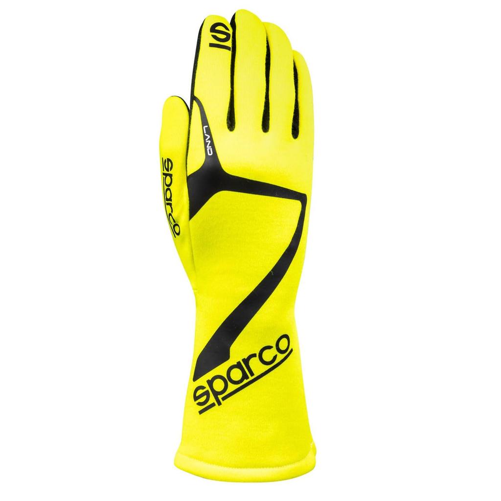 Sparco LAND Racing FIA Fluorescent Size 8 Gloves, 8856-2018-DC.409.24-G Certified, Yellow,