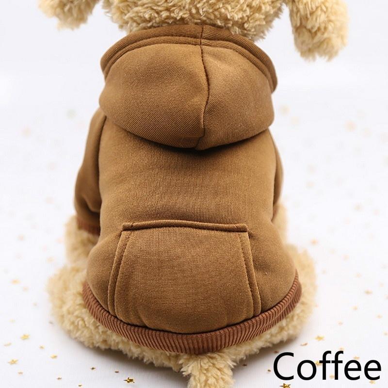 

Осенне-зимняя модная спортивная куртка для домашних животных, однотонная флисовая толстовка с капюшоном, теплая одежда для собак с карманом M белый