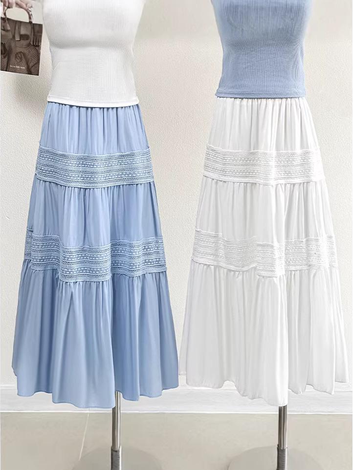 Women's Water-Soluble Lace A-Line Skirt - Spring/Summer 2026, Versatile Crochet Hollow Design