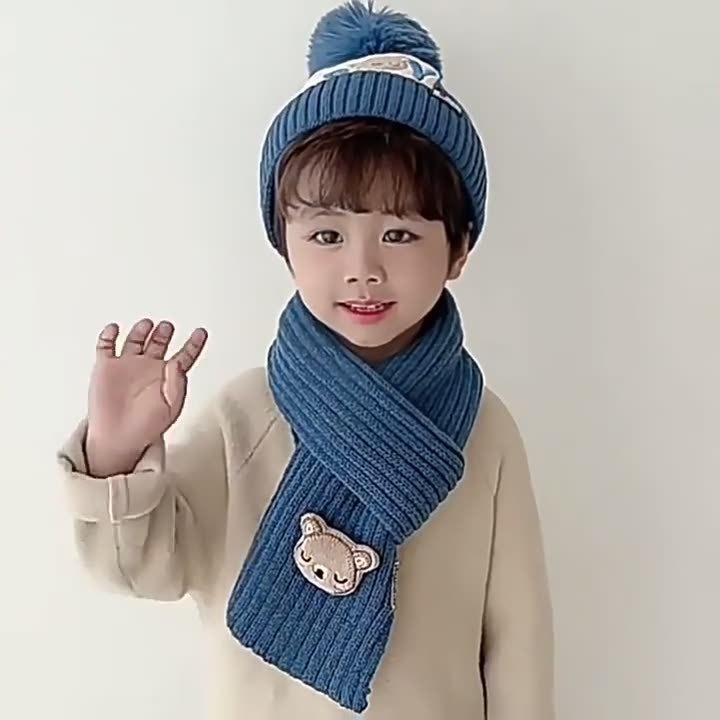 Childrens Knitted Hat And Scarf Set With Windproof Warmth For Winter Play