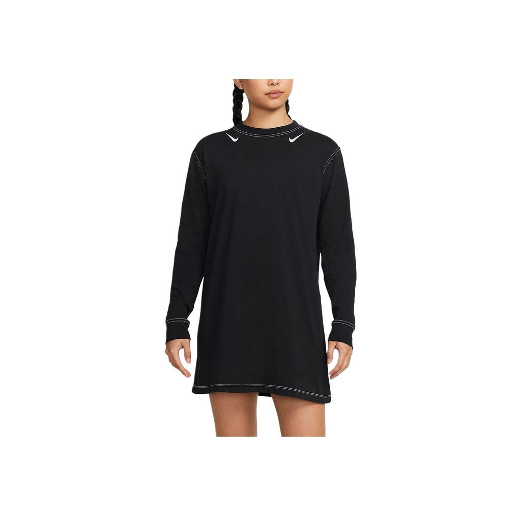 Nike As W Nsw Swsh Gx Ls Dress Logo Women Dress Black DD5623-010