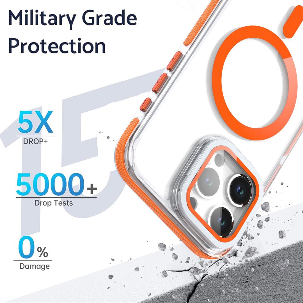For iPhone 16 Pro Magnetic Case TPU Acrylic Clear Phone Back Cover with Lens Protector Kickstand
