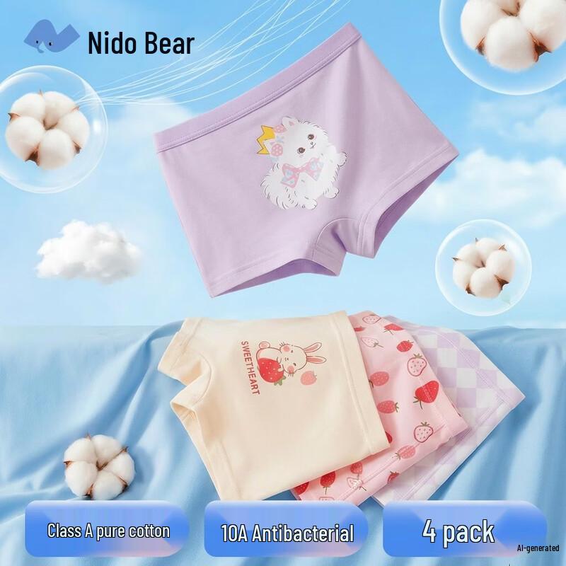 Nido Bear Girls' Cotton Boxer Underwear