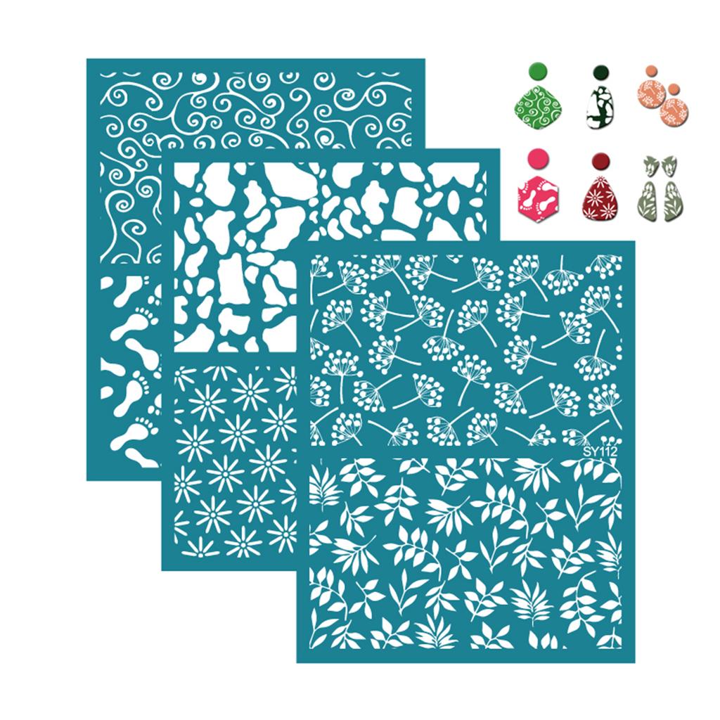 Silk Screen Stencils Geometric Silkscreen Stencils Tool for Printing on Clay Paper Wood T-shirt Jewelry Making Supplies