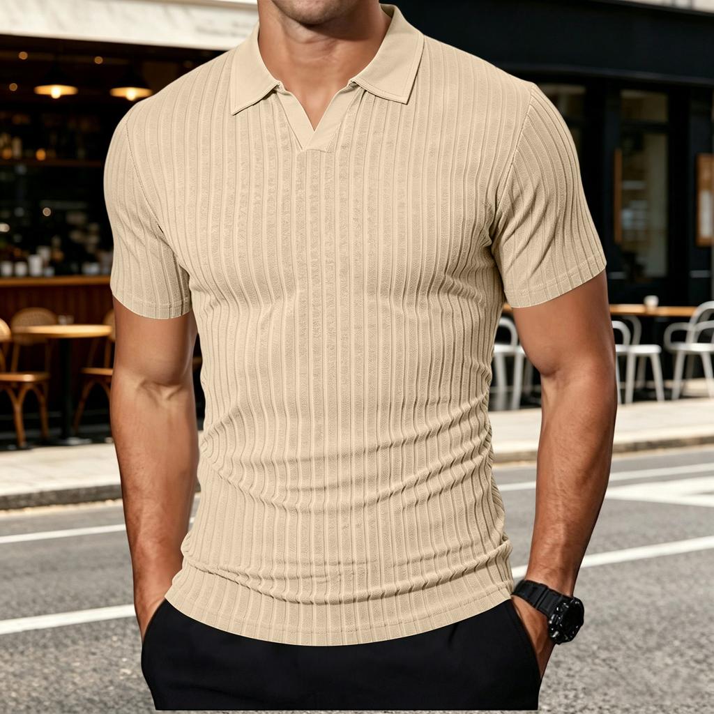 Men's Casual Short Sleeve T-Shirt with Collar, Breathable Shirt for Summer Everyday Wear