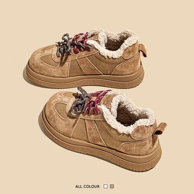 Real Fur Integrated Snow Boots Women's Winter Platform Retro Lamb Wool Piled Thickened Cotton Shoes