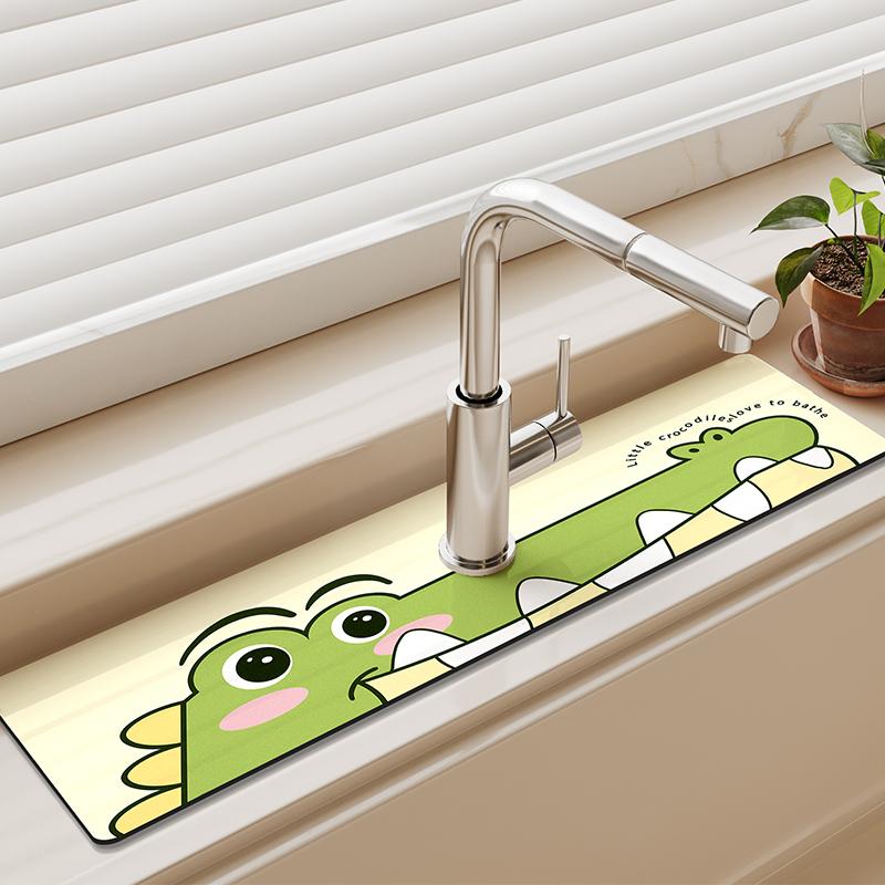 Super Absorbent Kitchen Sink Faucet Mat Drain Pad Table Mats Non-slip Sink Splash Mat Countertop Dining Washable