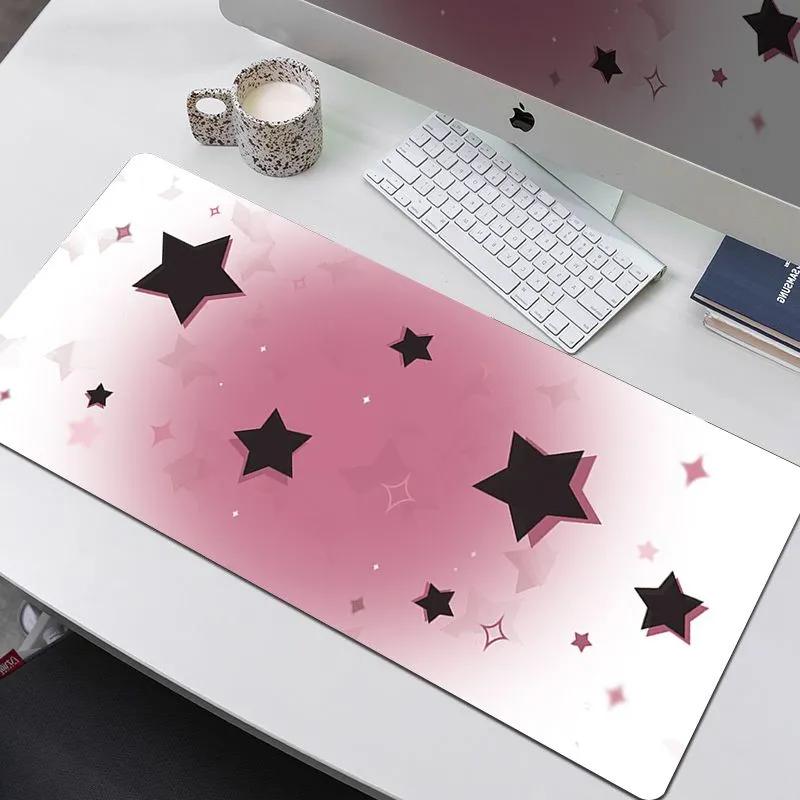Black And Pink Gradient Star Korean Mouse Pad Extra Large Female Sweet Cool Healing Computer Office Keyboard Desk Anti Slip Mat