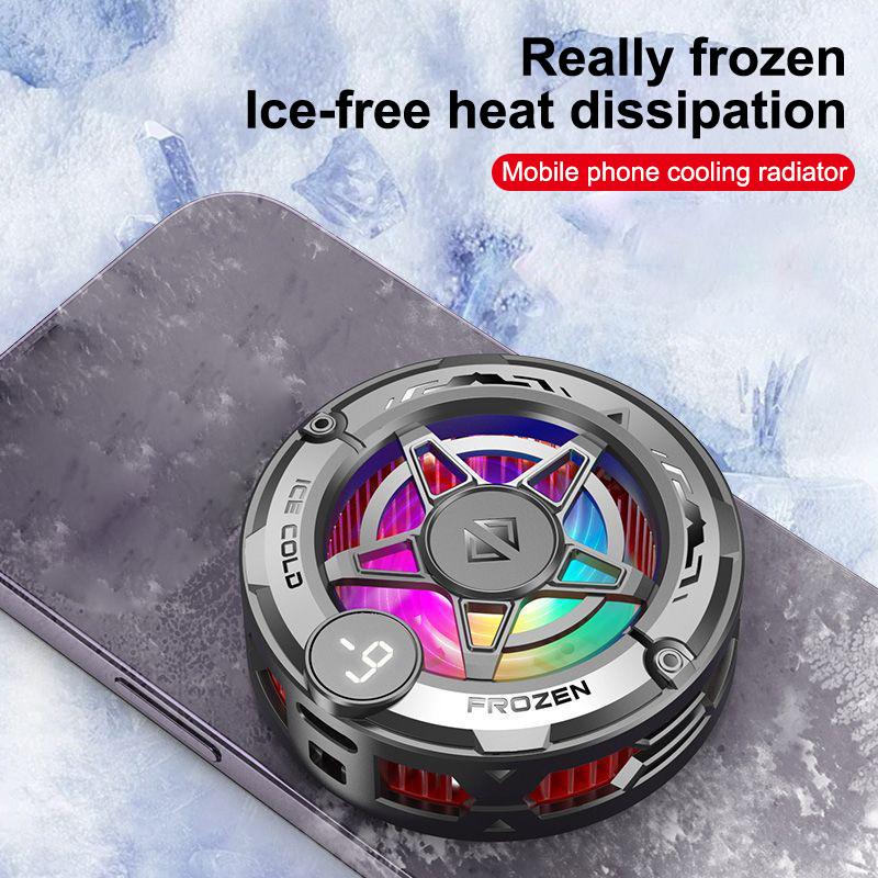 2In1 Universal Portable Magnetic Clip Semiconductor Phone Cooler Digital Display Rgb Light Cooling Fan For Phone