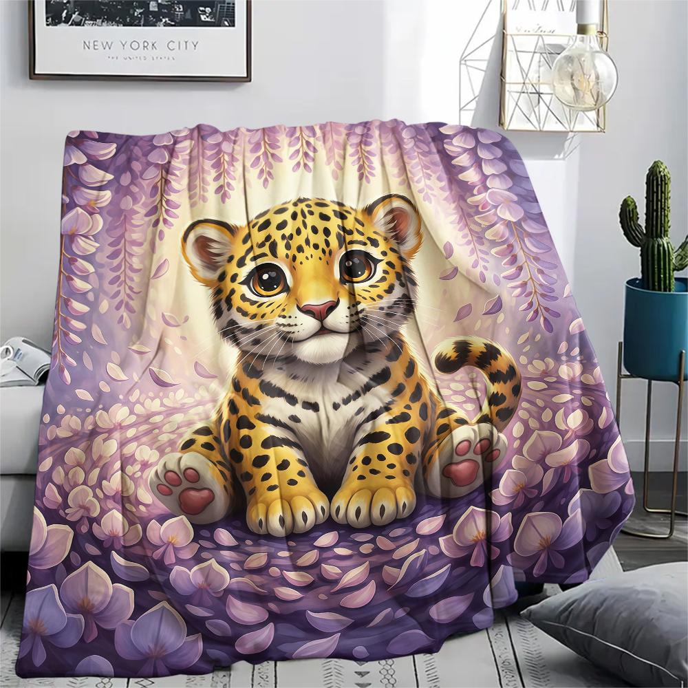 1Pc Cartoon Print Flannel Blanket, High Quality Comfortable for All Seasons, Home Decor, Warmth and Comfort, Perfect for Christmas Birthday Gift
