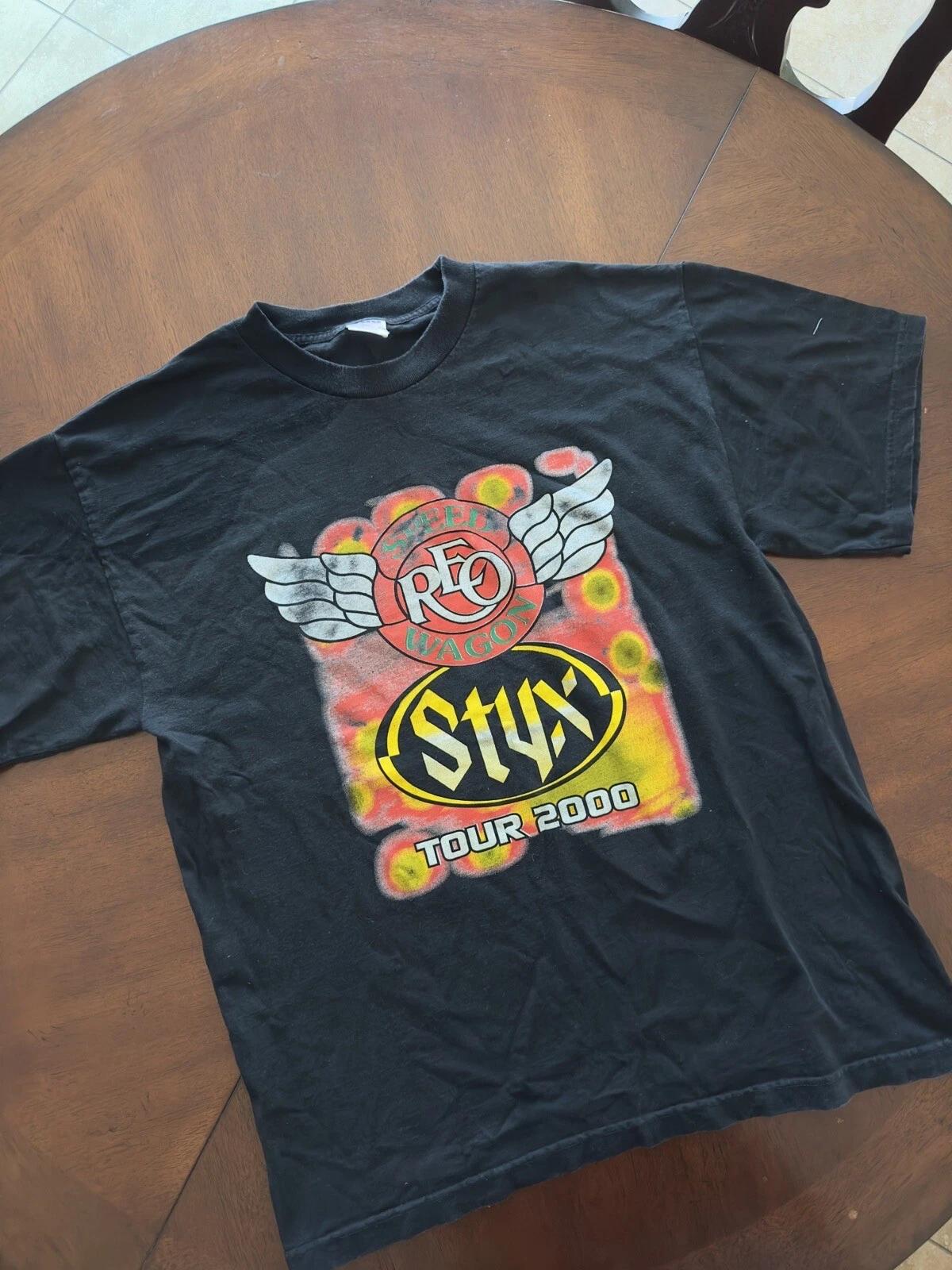 Reo Speed Wagon Styx Tour T shirt Size XL Black American Rock Band Tee XL